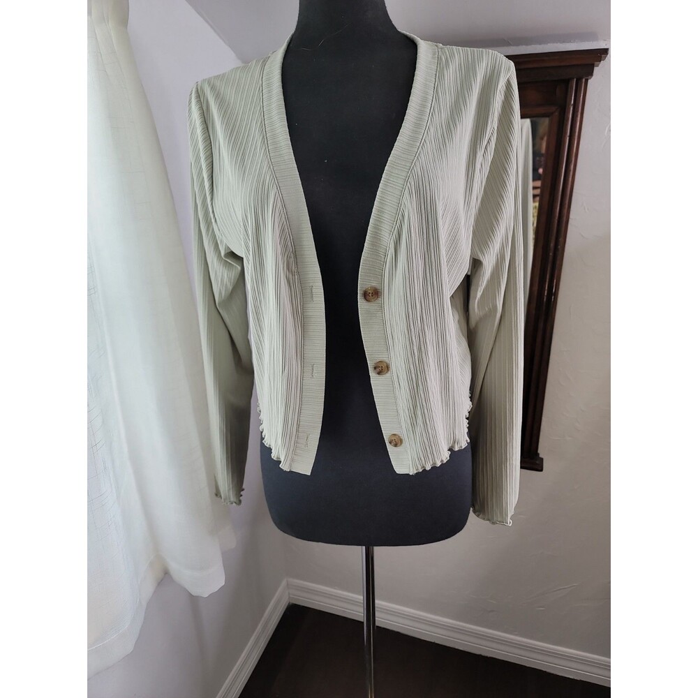 Wallflower Sage Green Ribbed Cardigan XXL Stretch Button Front Lightweight Layer